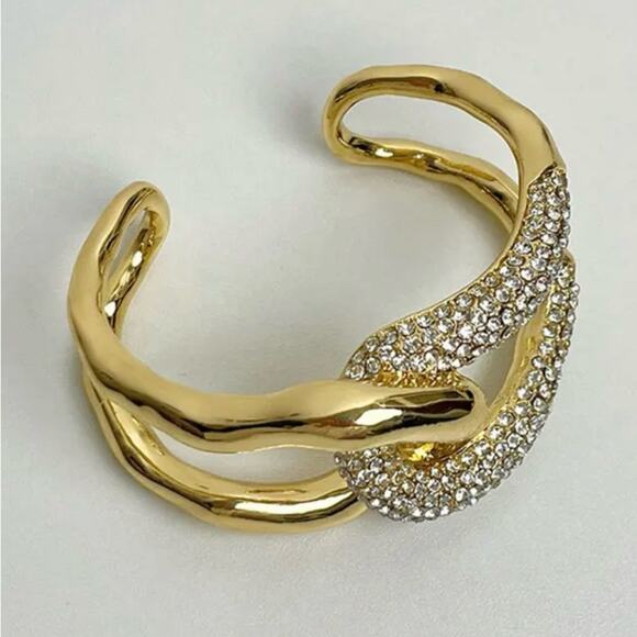 NEW Pave Crystal Interlocked Cuff Bracelet Gold Alexis Bittar STYLE O26 - Picture 3 of 8